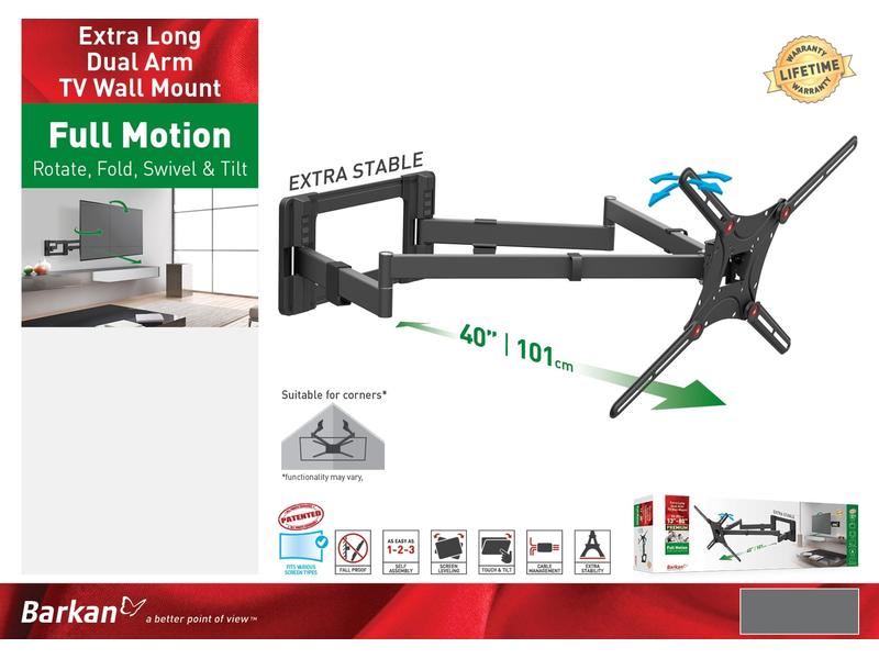 Barkan Wandhalterung WH 464XL-SW Schwarz TV-Wandhalterung bis 80