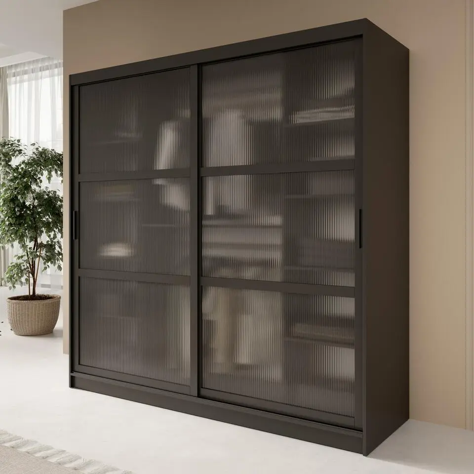 Meubella - Kledingkast Fessaro - Zwart - 200 cm