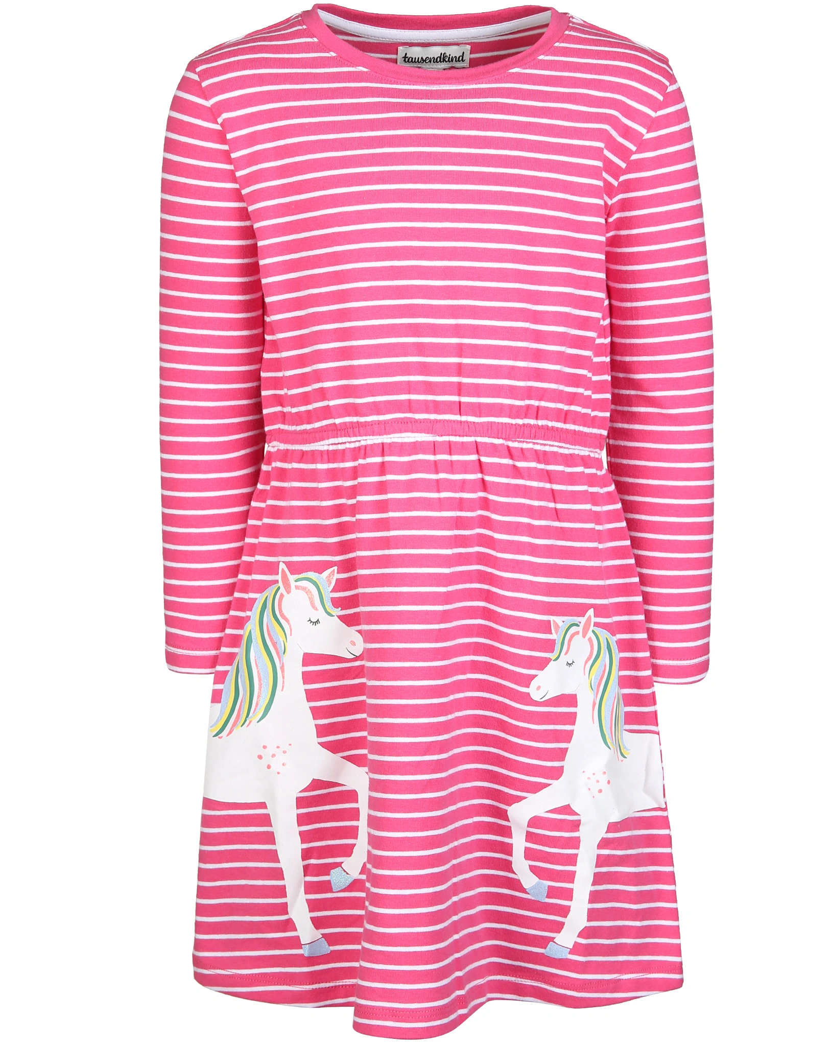 Langarmkleid REGENBOGEN MÄHNE gestreift in pink/we