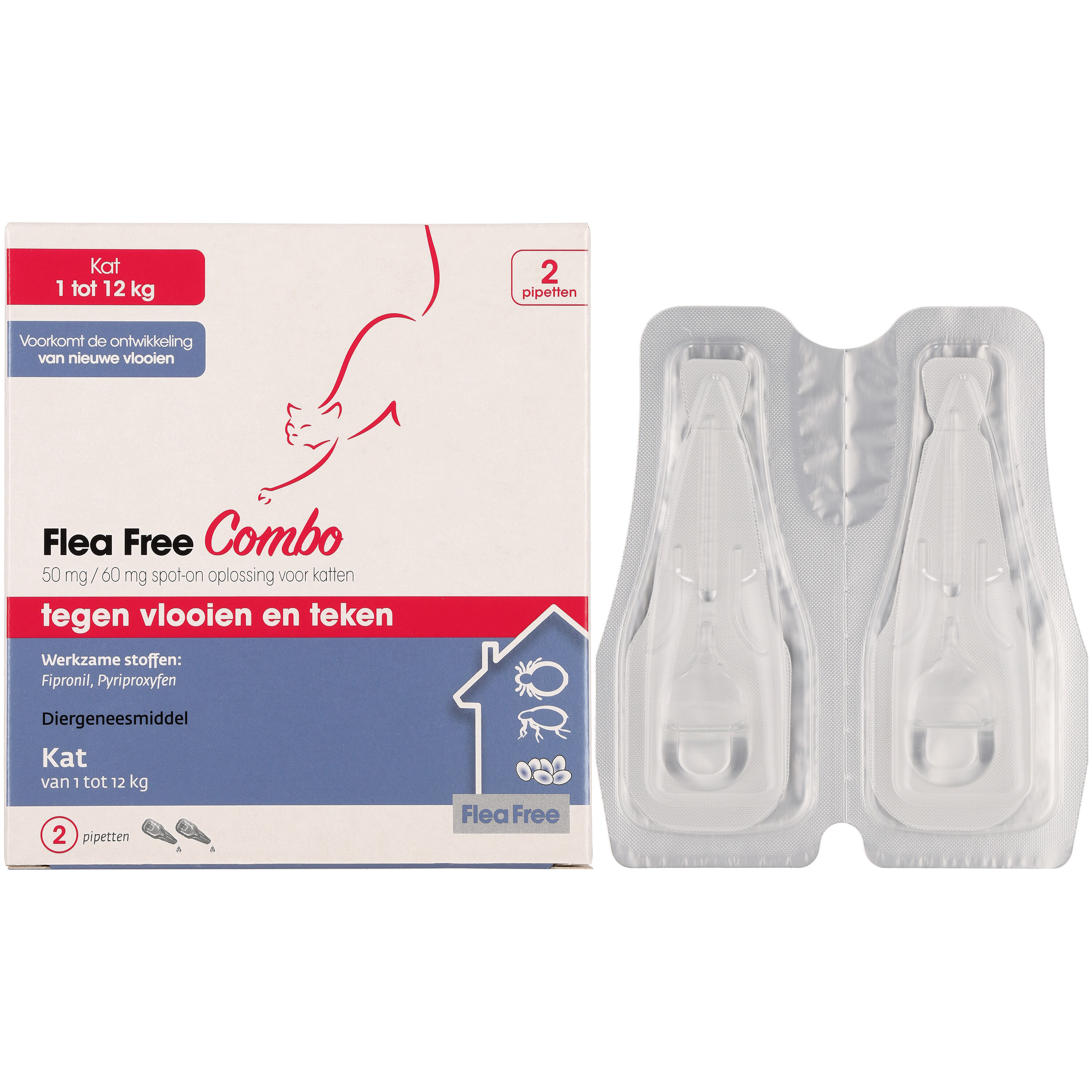 Flea Free Ectoline duo Kat 2 pipetten - Vlooien- en tekenmiddel - 2 Stuks