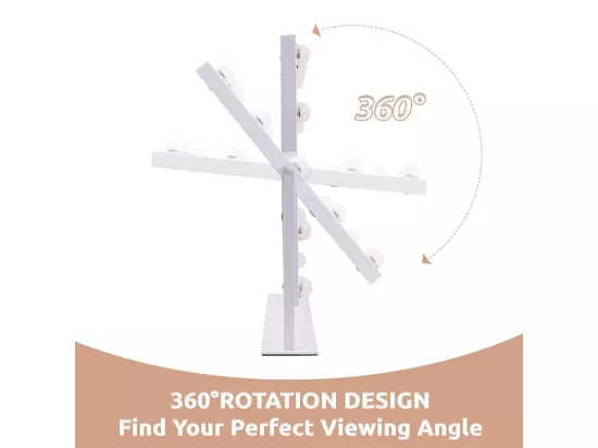 Miroir Maquillage Lumineux 30x41cm,Miroir LED 12 Lumières Miroir Hollywood Rotation à 360° Miroir Coiffeuse Contrôle Tactile,Blanc