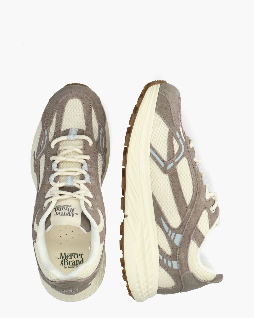Mercer Amsterdam The Re-Run Max Suède Off-White/Taupe Herensneakers