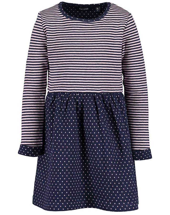 Langarmkleid ESSENTIALS – STRIPES gepunktet in rosa