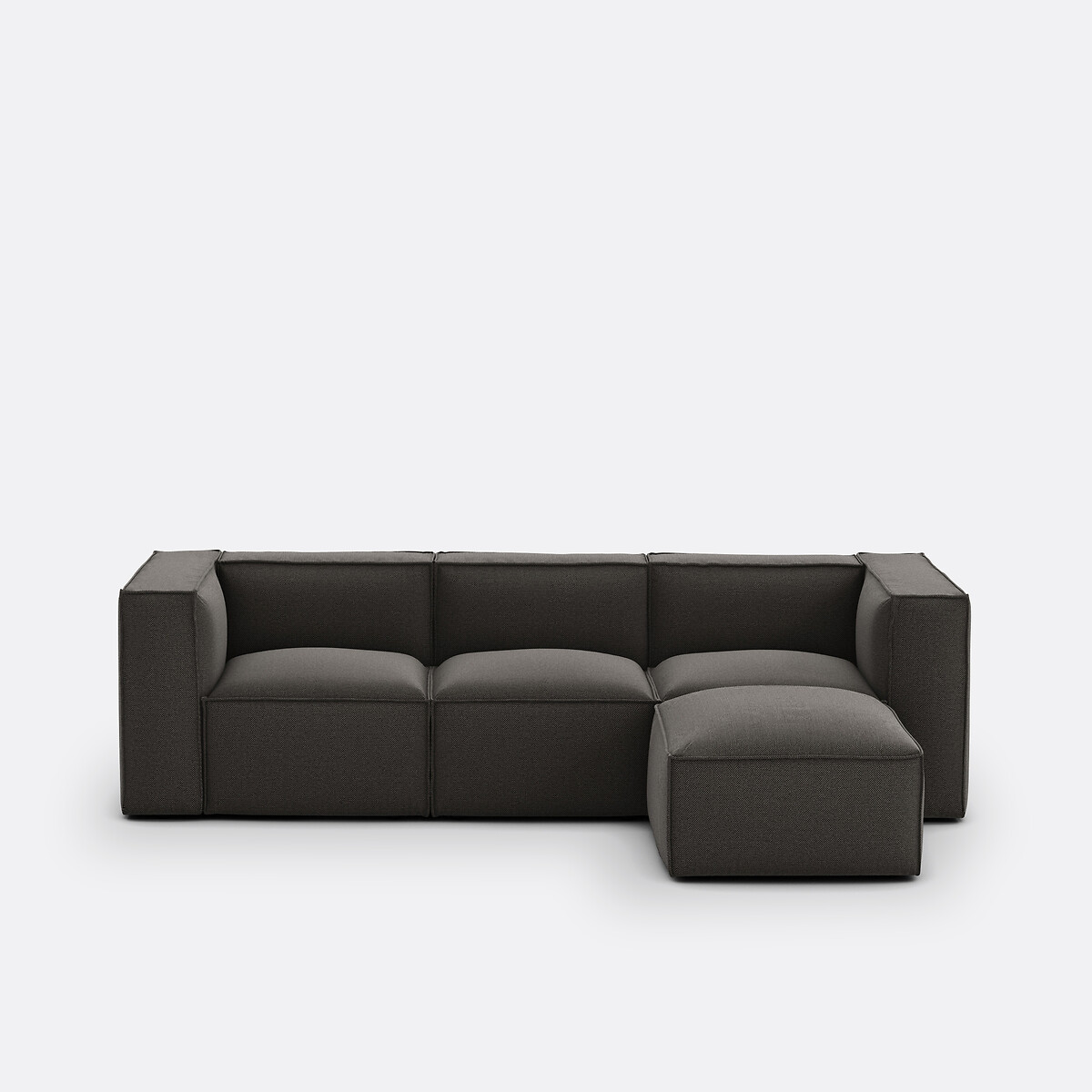 LA REDOUTE INTERIORS<br>Sofá modular de 3 lugares com pufe, tecido texturizado Seven