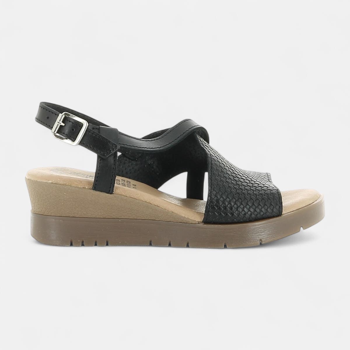 Sandales à talon compensé Femme en cuir noir