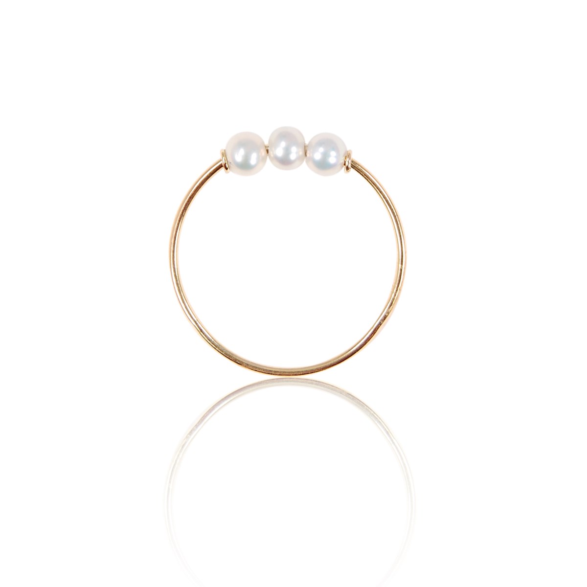 Bague 3 perles en or jaune 18 carats - Be Jewels