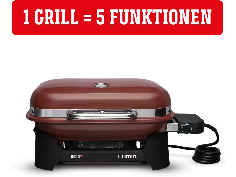 Weber Elektrogrill Lumin Compact, Rot Mobiler Elektrogrill