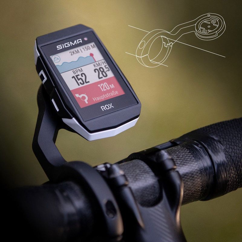 GPS Fietscomputer Sigma ROX EVO GPS HR set met korte Butler stuurhouder wit