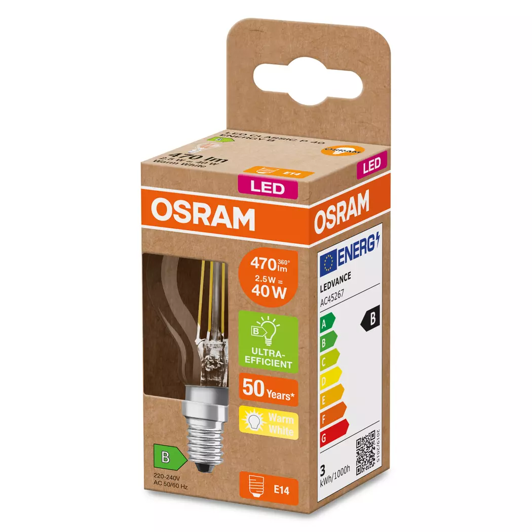 LED-Tropfen E14/2,5 Watt/Energie B