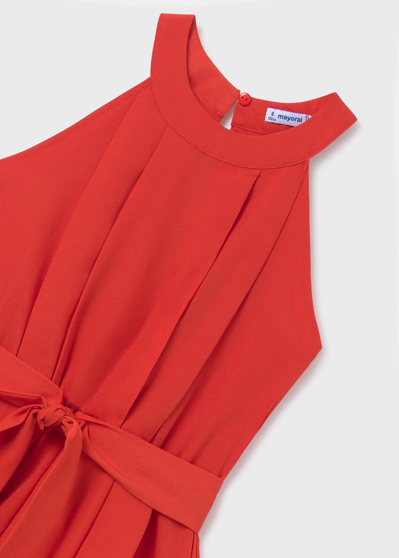 Macacão de crepe com decote halter para menina
