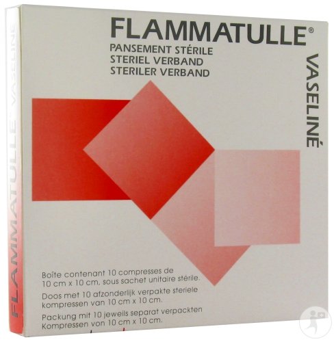 Flammatulle Pansement Vaseliné Stérile 10x10cm Pièces 10
