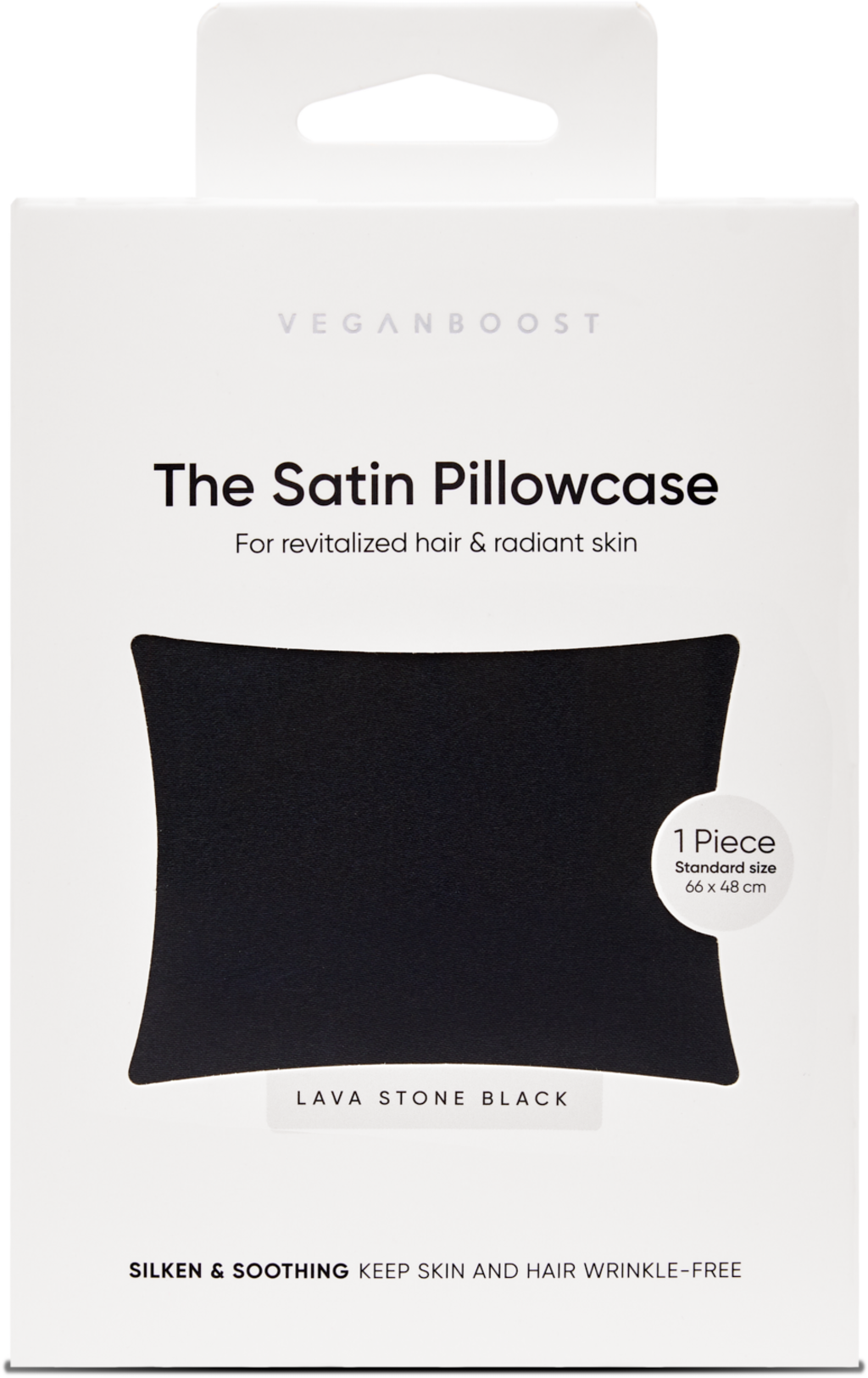Veganboost  Satin Kissenbezug, Lava Stone Black