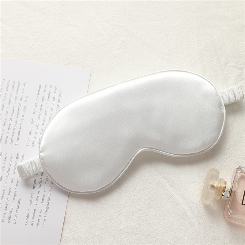 (Ø20cm) Elastische Augenmaske Satin Schlafmaske Licht Blockierende Nachtmaske Augenbinde - Weiss