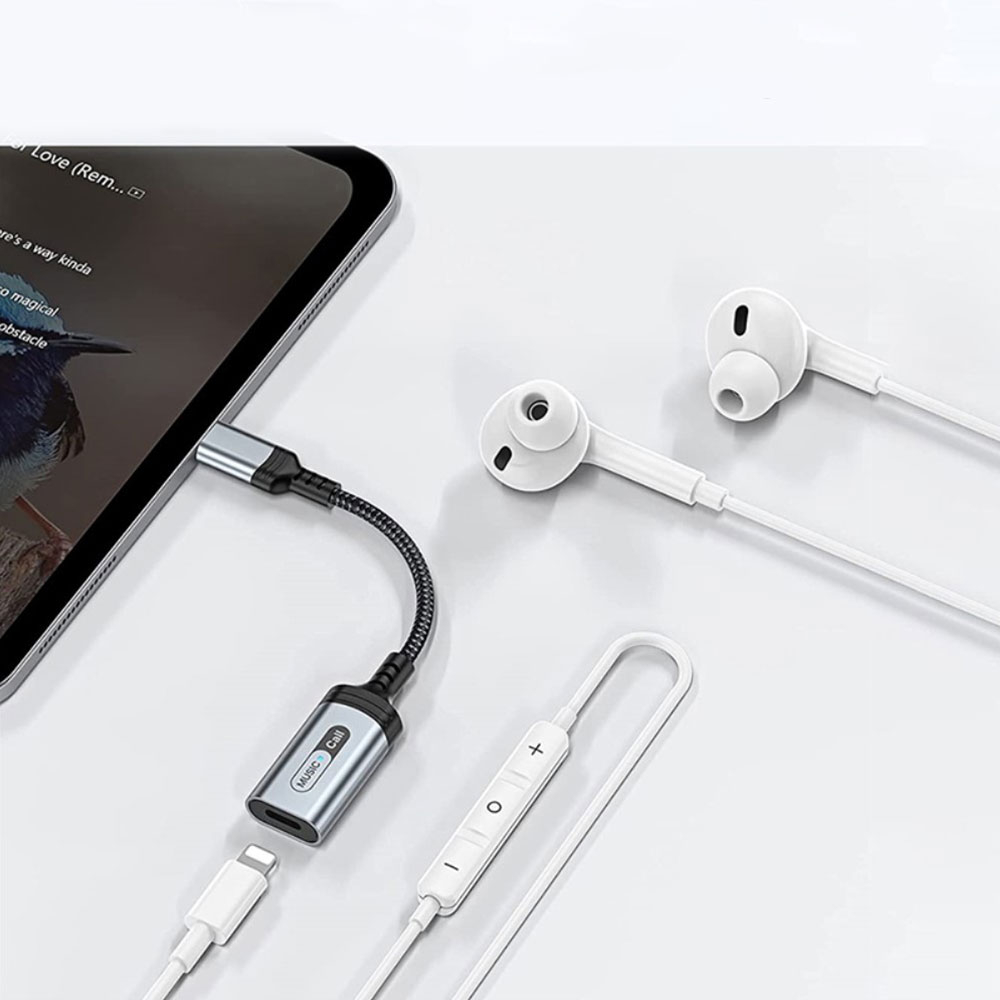 USB C auf Lightning Audio Konverter Adapter - Grau