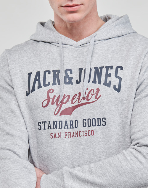 Jack & Jones - JJELOGO SWEAT HOOD - Gris