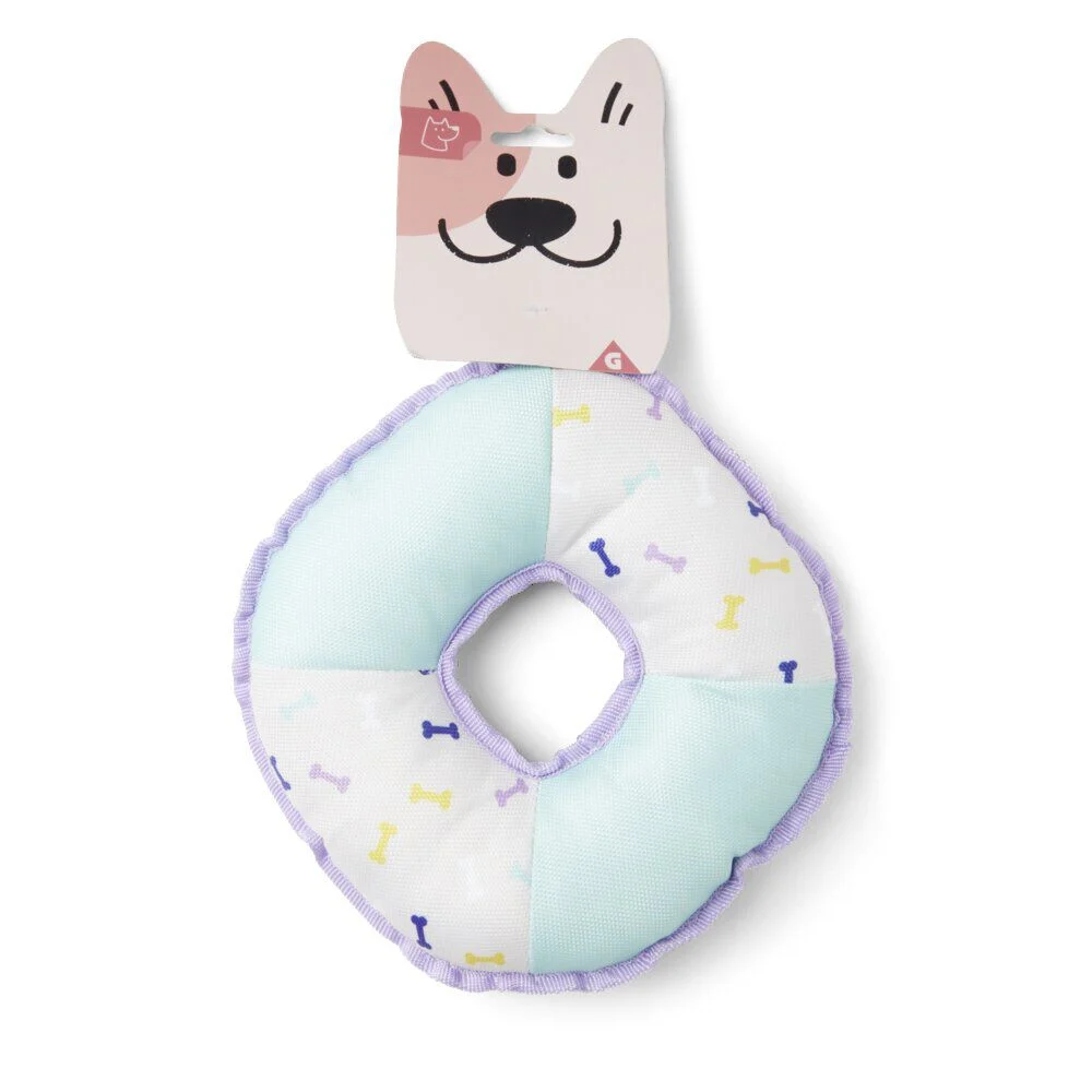 Jouet pour chien en polyester et coton bleu Ø22xH.4 cm