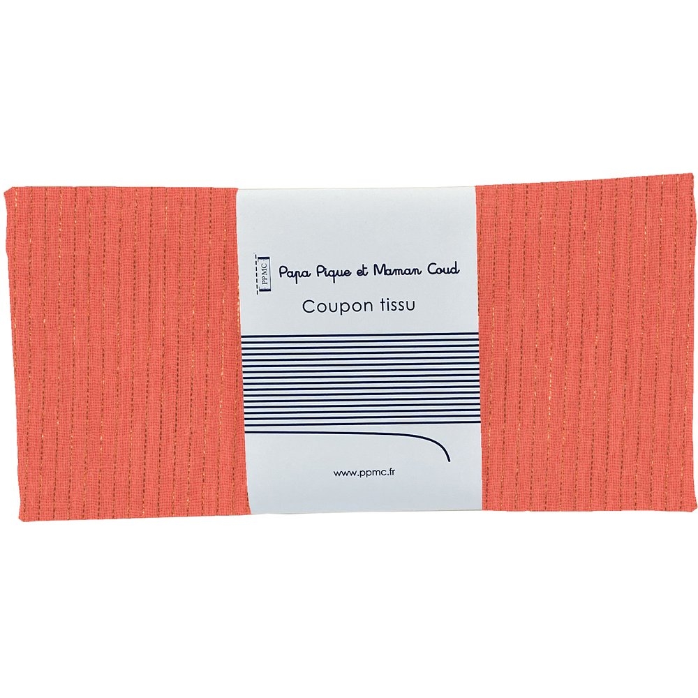 Coupon Tissu 50 Cm Gaze Dentelle Corail