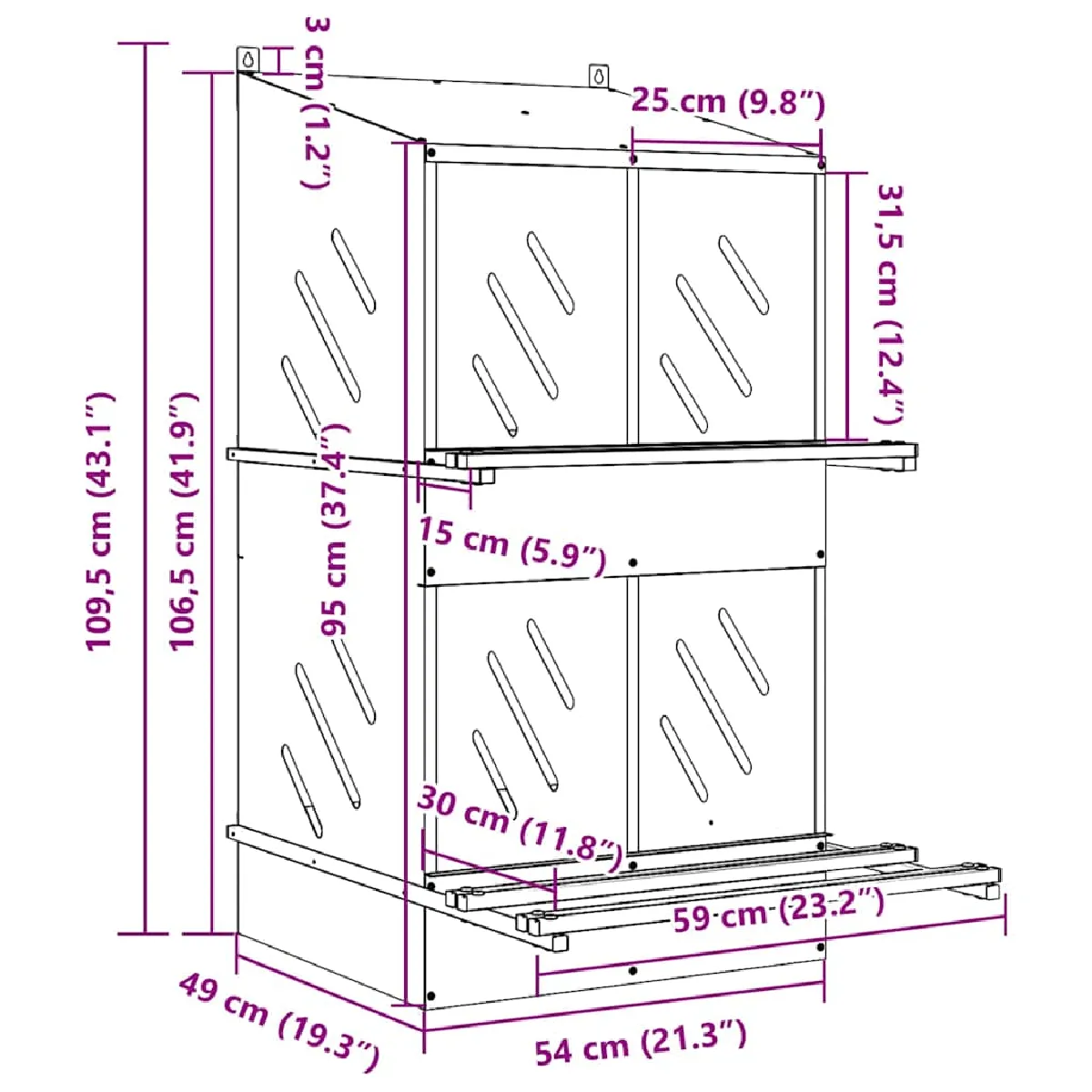 vidaXL Nichoir de poules avec 4 compartiments