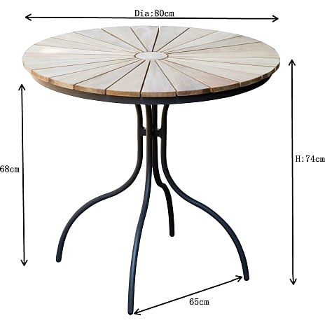 Kerteminde teak - nonwood cafébord Ø80 cm, hvidt stel