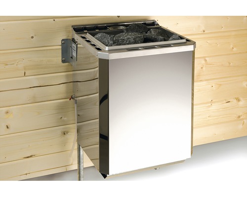 Weka Valida Plus massief houten sauna inclusief 9 kW kachel en geïntegreerde besturing met raam en volledig glazen deur van helder glas
