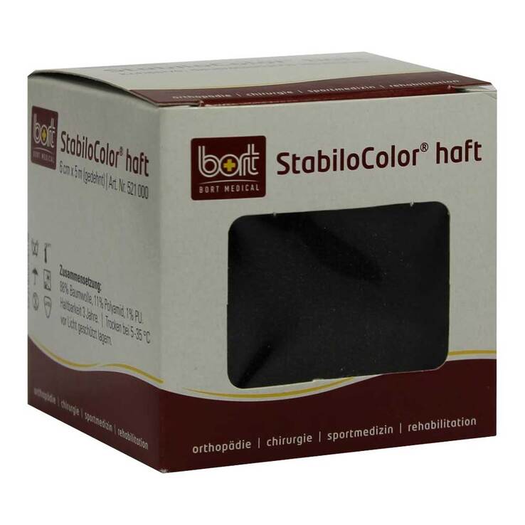 Bort Stabilocolor haft Binde 6cm schwarz, 1 St