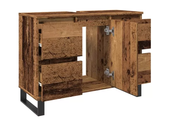 Armoire de salle de bain vieux bois 80x33x60 cm bois ingénierie