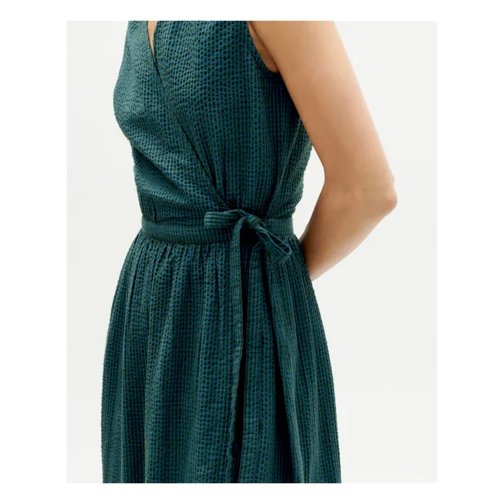 Thinking Mu Robe Amapola Seersucker Coton Bio | Vert foncé