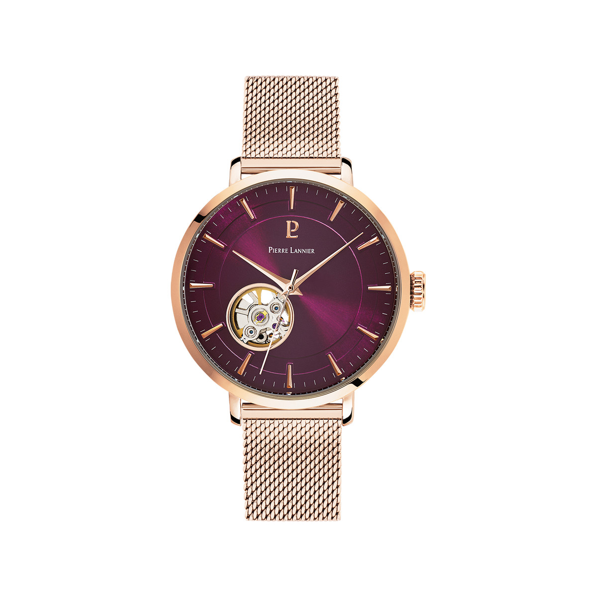 Montre Pierre Lannier femme automatique acier doré rose