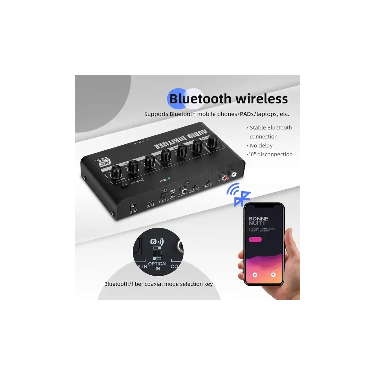 NÖRDIC digitalt og analogt lydgrensesnitt med bluetooth