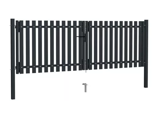 Portail de cl?ture à double porte Acier 306x125 cm Anthracite