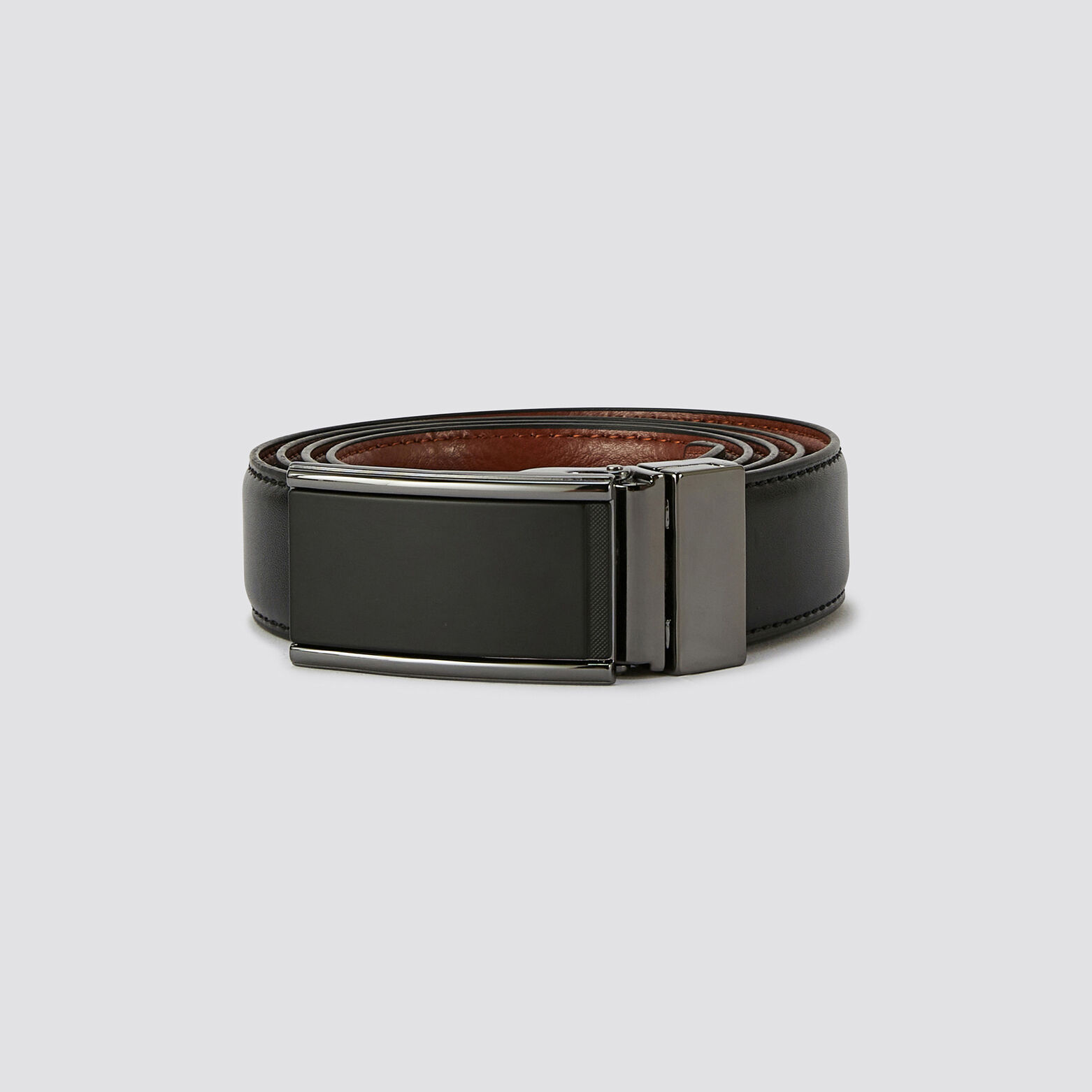Coffret ceinture réversible avec plaque et boucle Noir