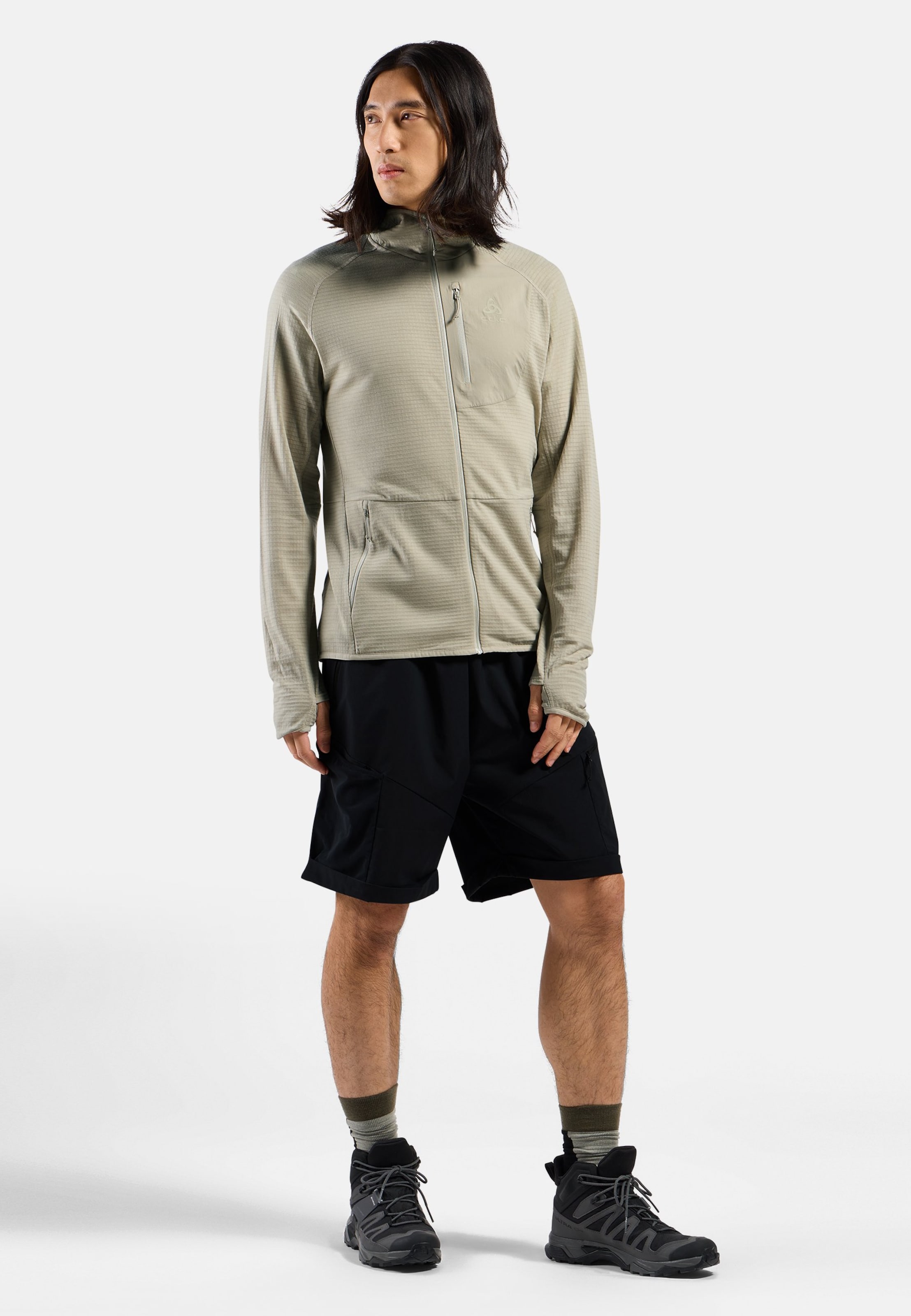 Ascent Mid Layer mit Kapuze und Reissverschluss in agate gray