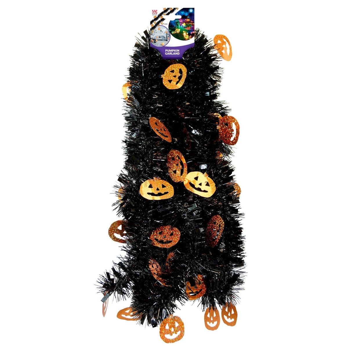 Halloween Slinger Zwart Oranje Pompoen 3m