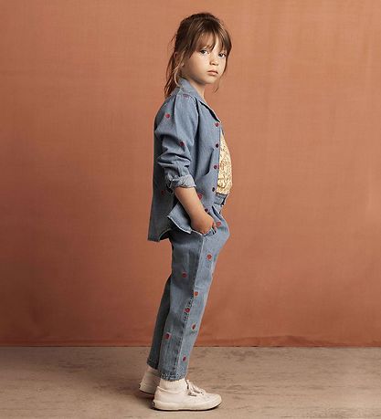 Mini Rodini Hemd - Denim - Blau m. Herzen