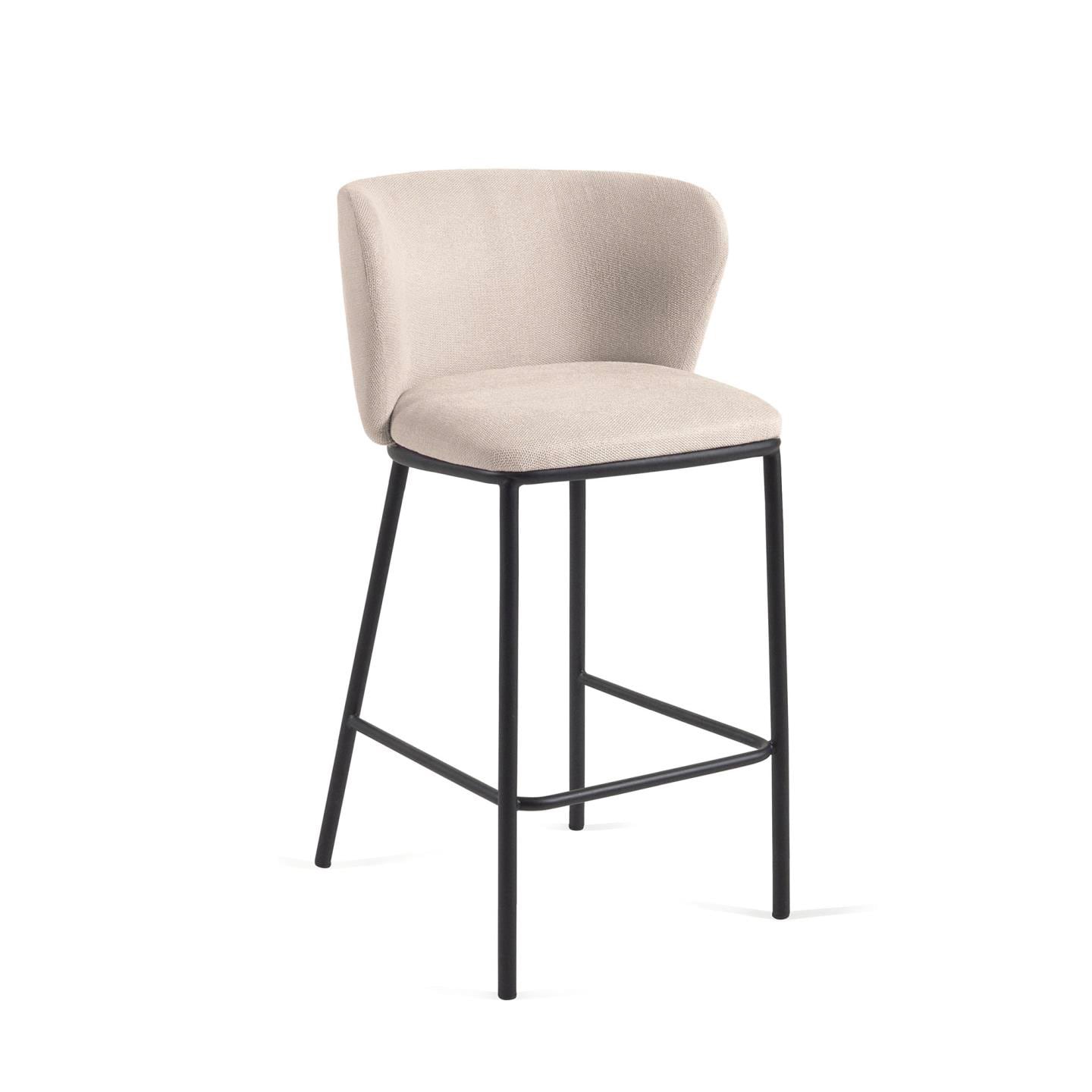 Kave Home Barhocker CISELIA Chenille beige/schwarz