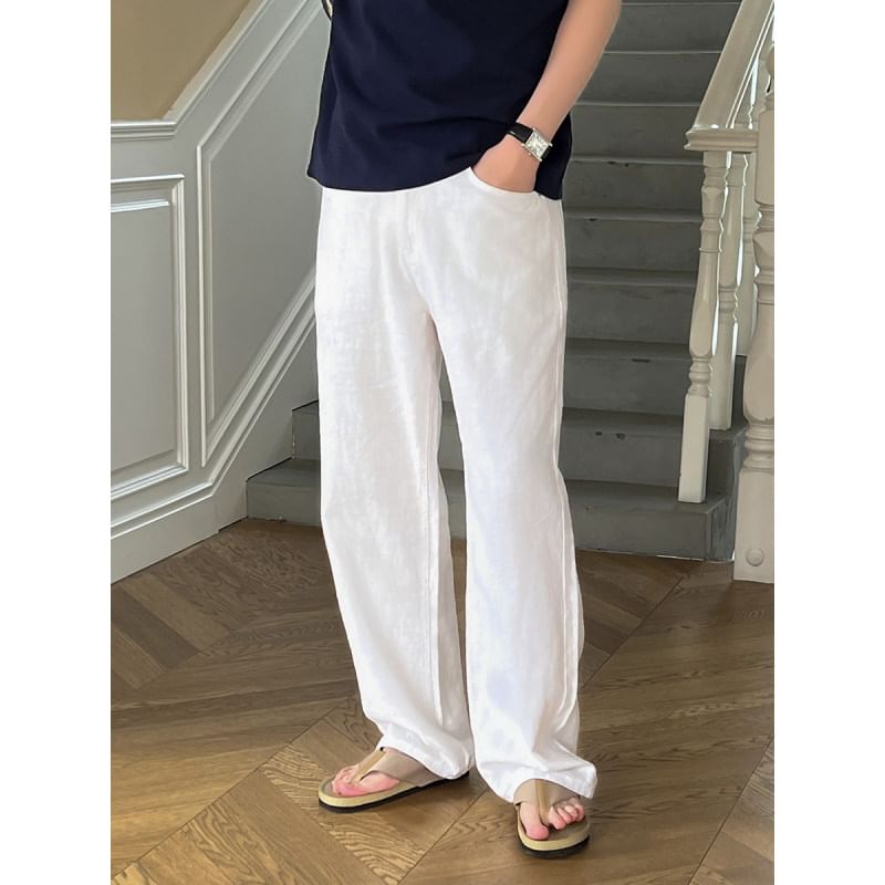 Orungeetun - Mid Rise Plain Wide Leg Pants