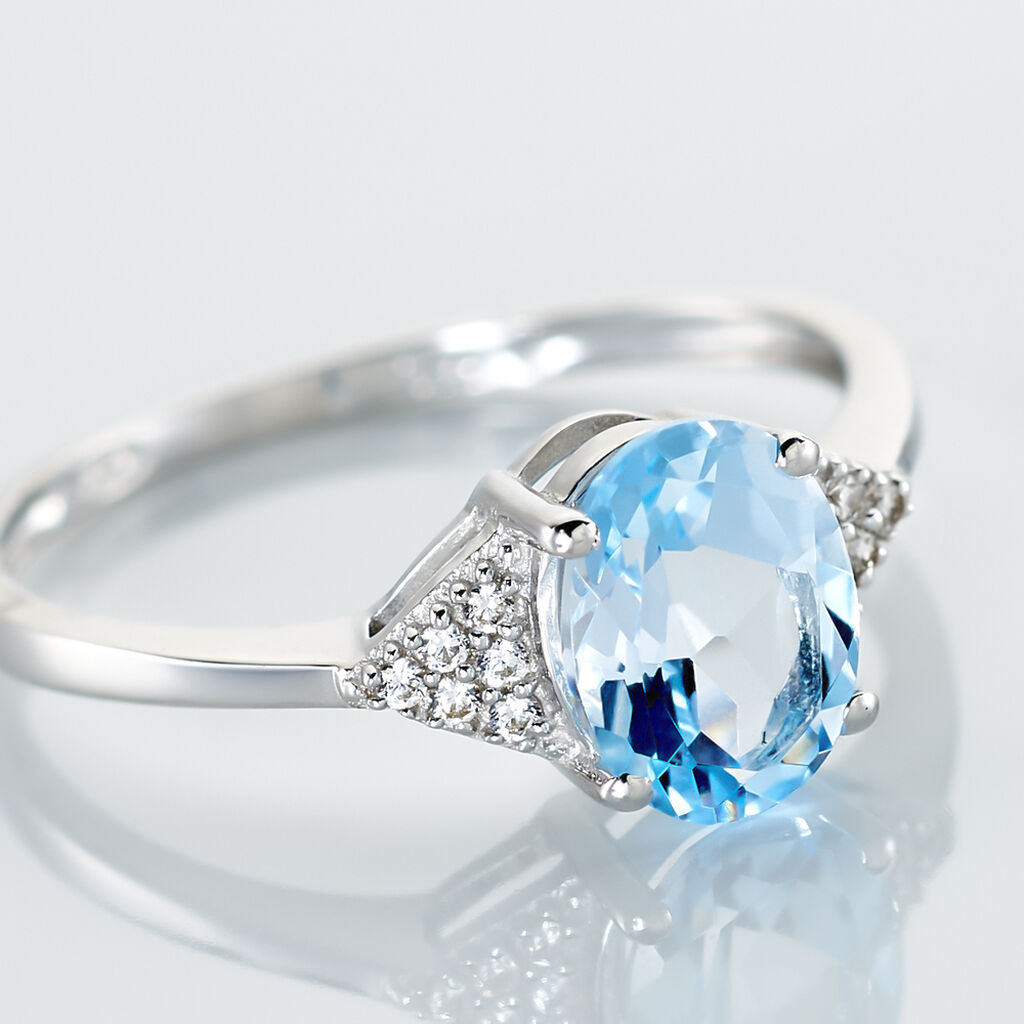 Bague Andreani Or Blanc Topaze Et Oxyde De Zirconium
