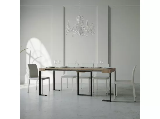 Console extensible 90x40/300 cm Sintesi Noyer cadre Anthracite