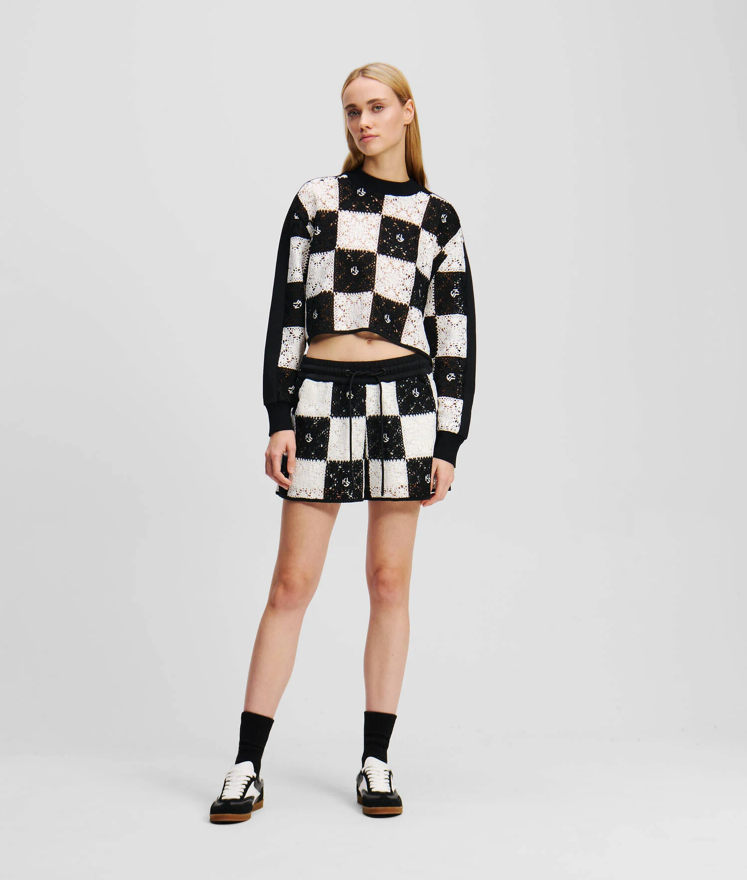 SHORT EN CROCHET - Noir/Blanc
