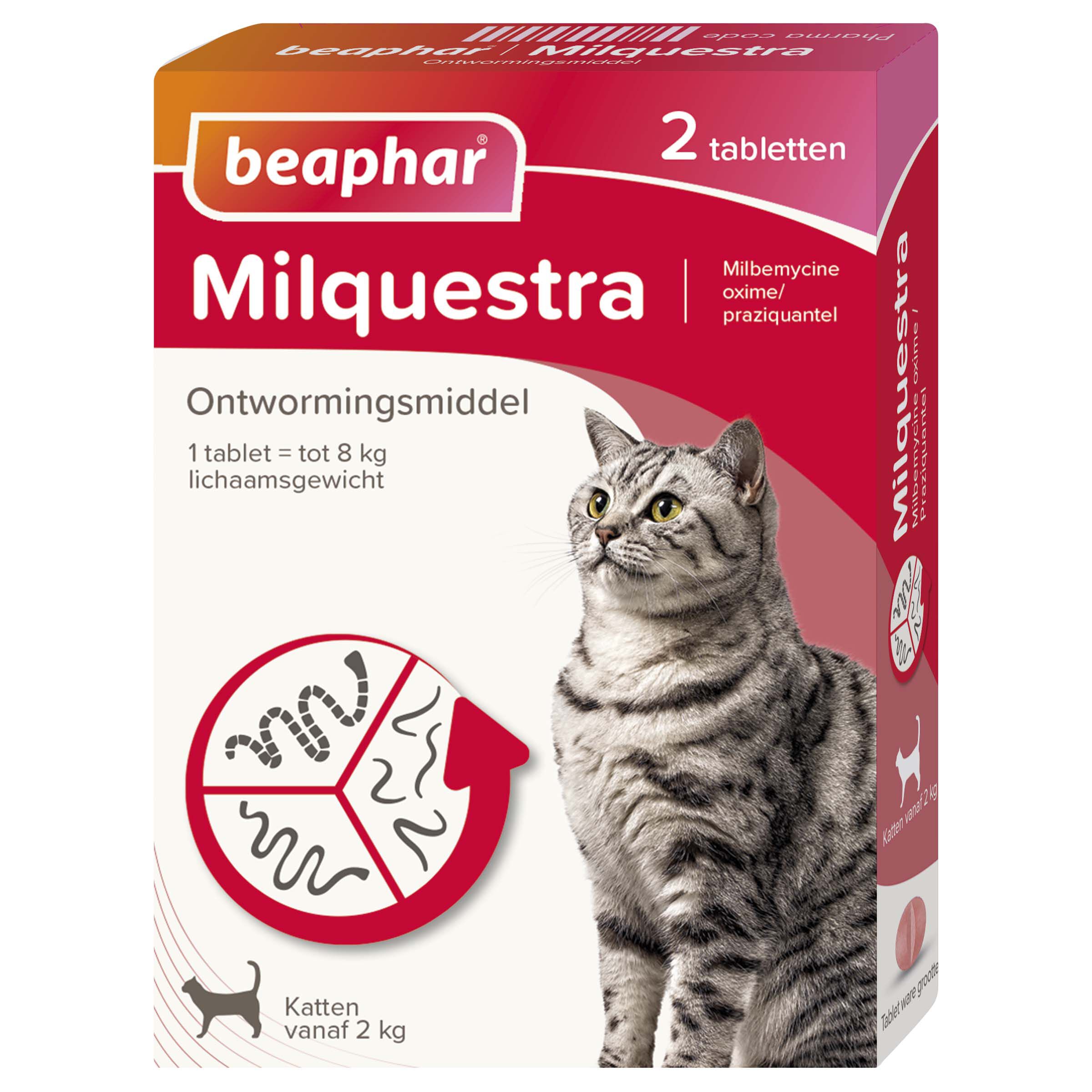 Beaphar Milquestra Tabletten - Ontwormen Kat - 2 Stuks - M