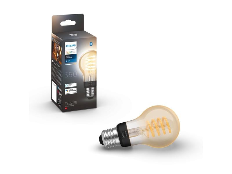 Philips Hue Leuchtmittel White Ambiance E27 Einzelpack Fila Filamentleuchtmittel mit E27 Sockel