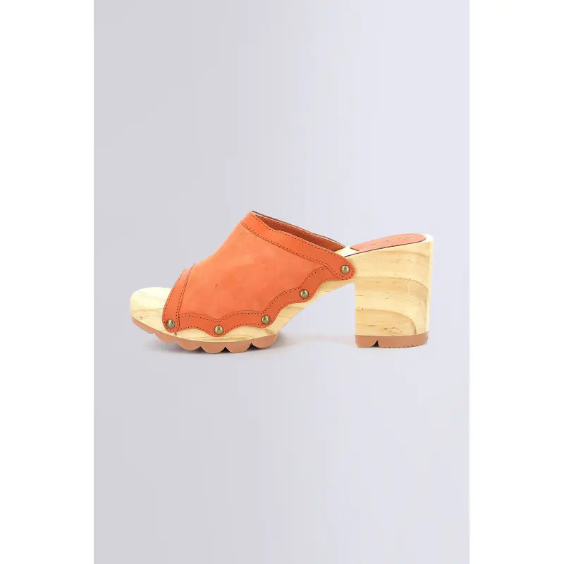 KICK WOODSTOK ORANGE BRIQUE MULES Cuir Femme