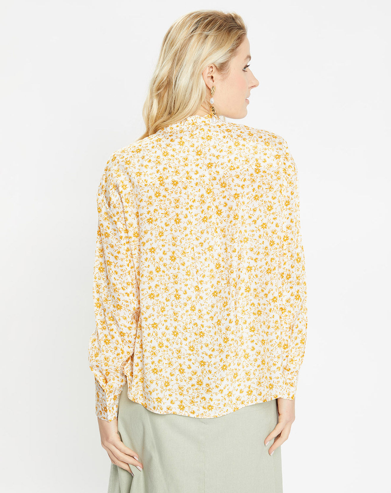 Jodhpur Blouse fluide Anita imprimé floral beige/jaune