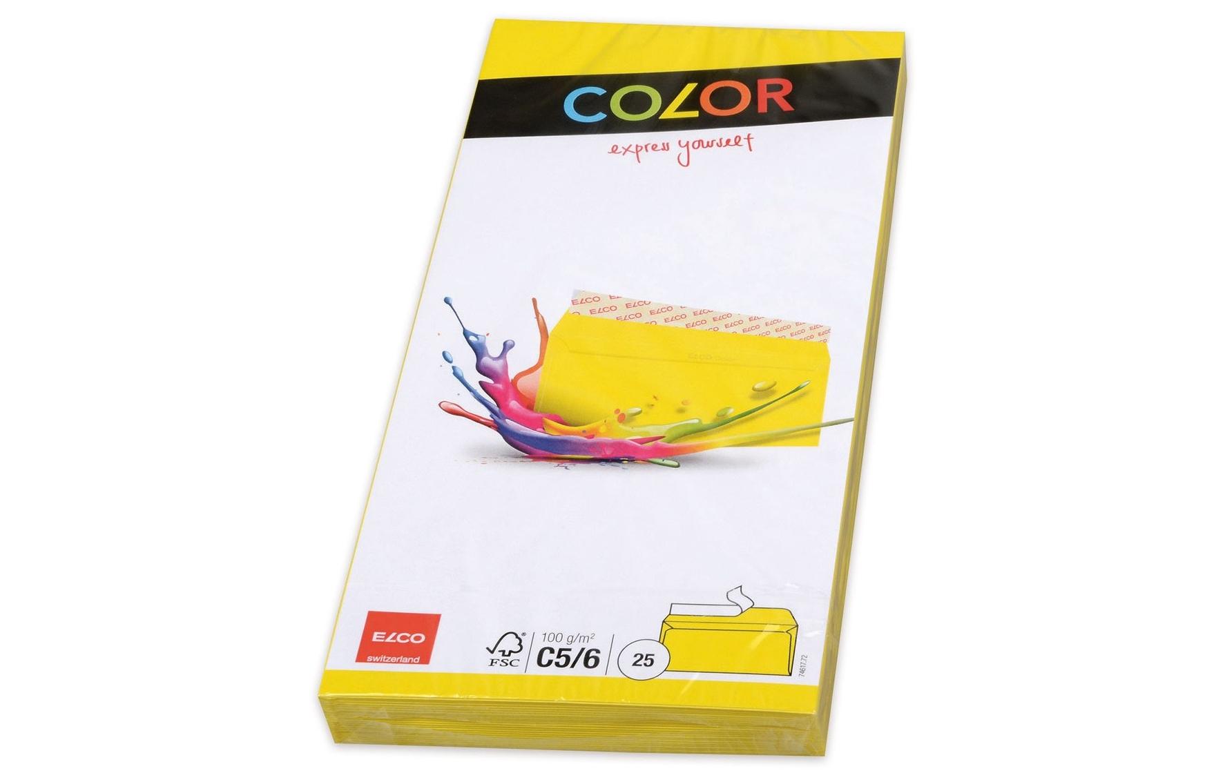 Couvert Color C5/6, Keine Fenster, 25 Stück, GelbFarbige Briefumschläge von Elco