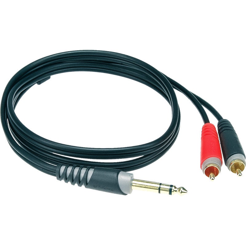 Klotz AY3-0200 Y-kabel 6.3mm stereo jack - 2x RCA 2 meter