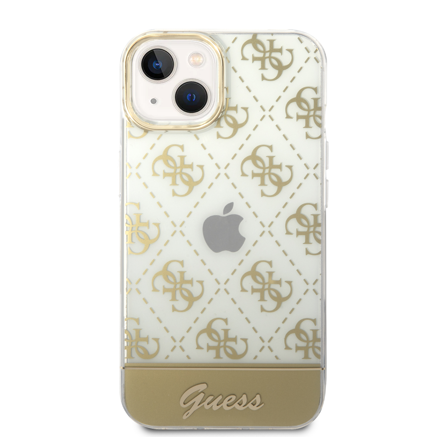 iPhone 14 Hardcase Hülle 4G Pattern Script (GUHCP14SHG4MHG) - Gold / Transparent