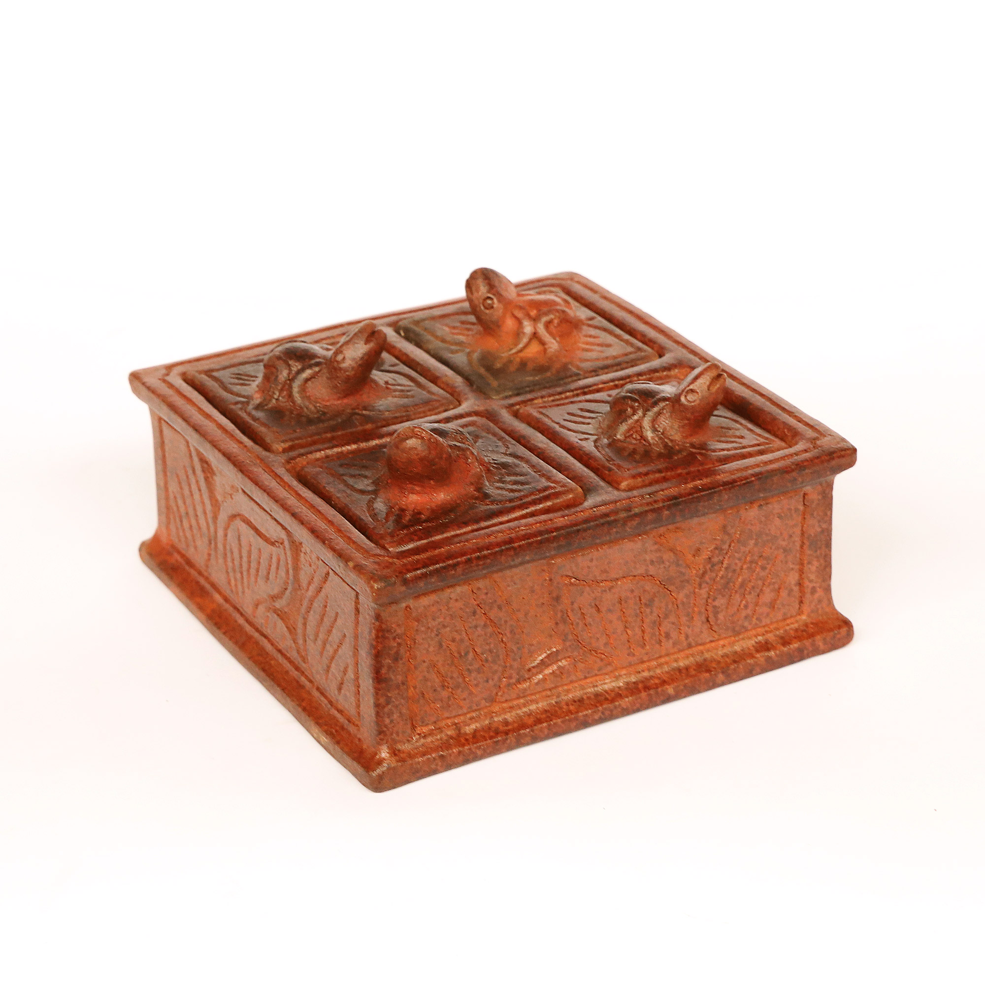 4er Schatulle 'Frog', aus Terrakotta, B 17 cm, L 17 cm, H 9 cm von fischer's lagerhaus