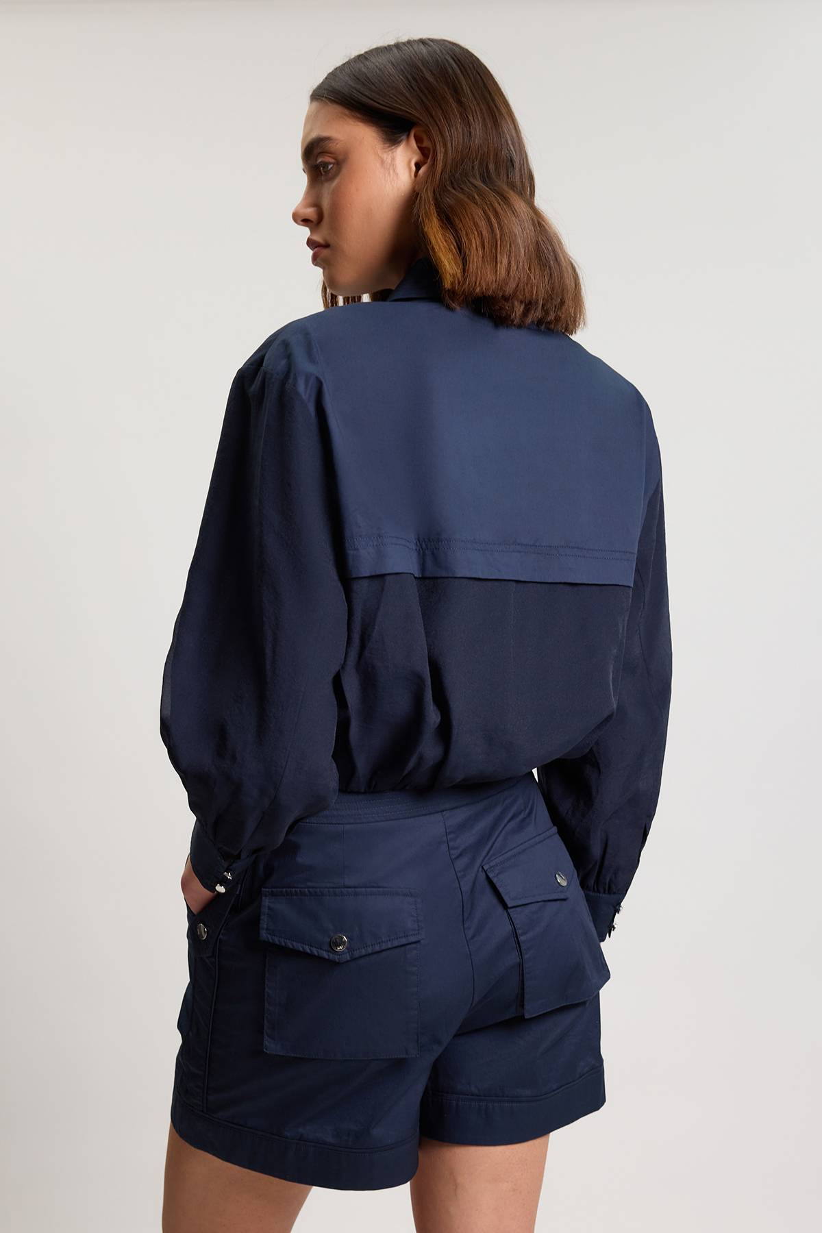 KarenMillen Veste Bomber Courte En Organdi Utilitaire Avec Détails De Poches