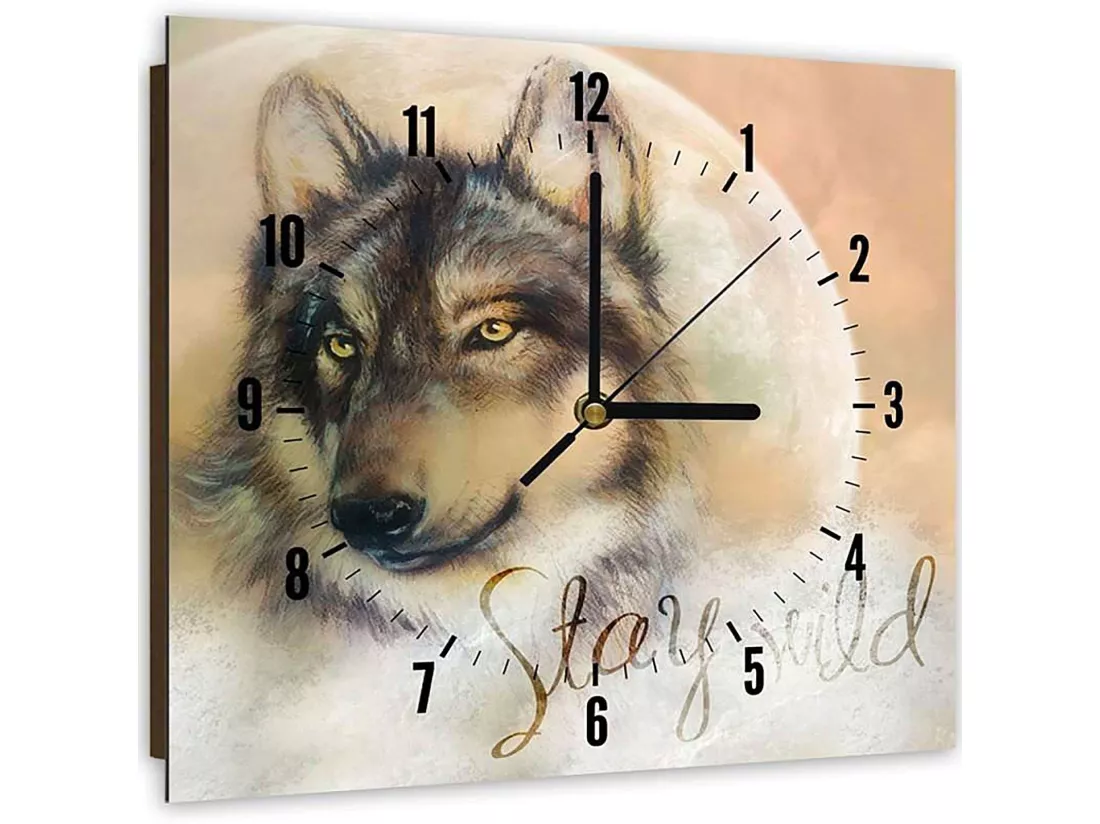 Horloge Murale Loup Inspirante pour Intérieurs Modernes - 30 x 30 cm