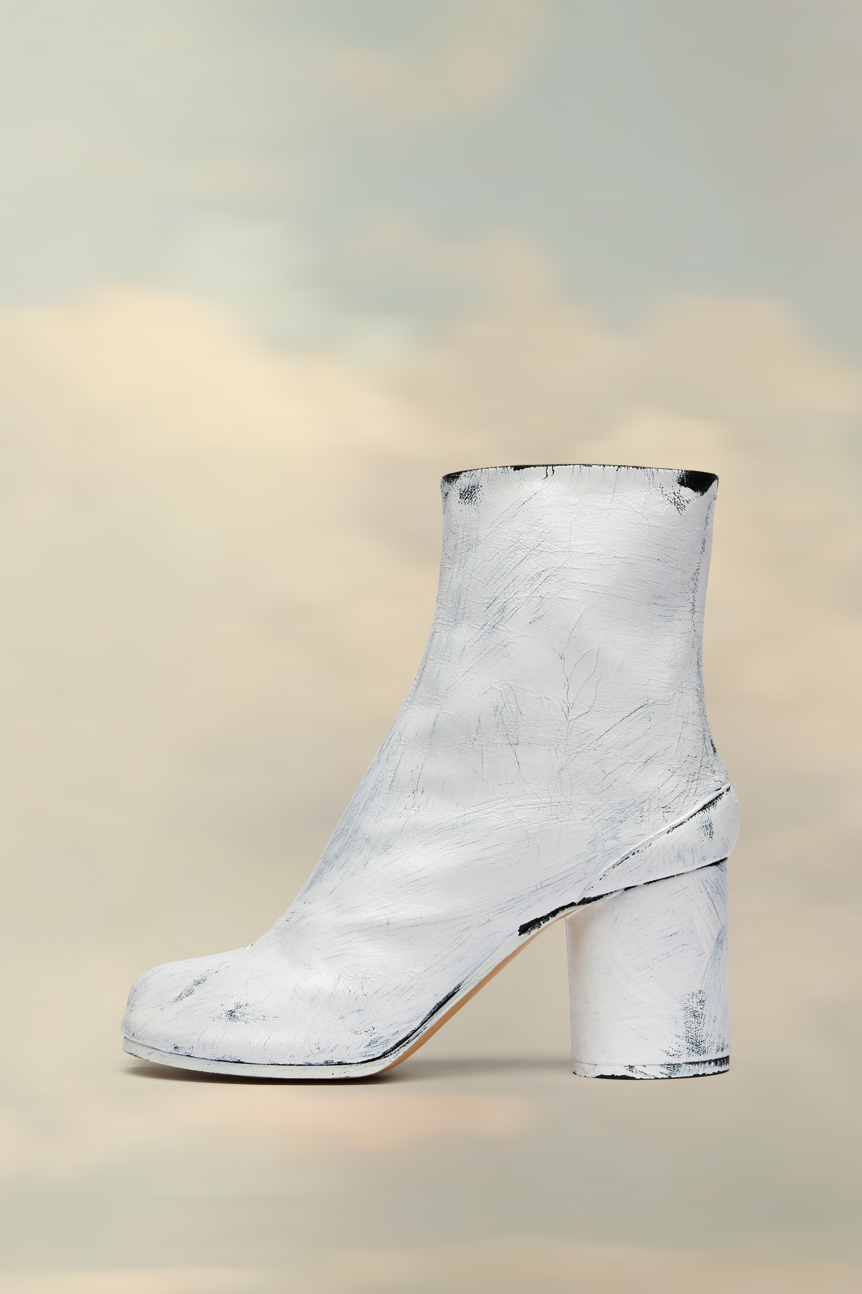 Bottines Tabi Bianchetto Noir à Talon Bloc